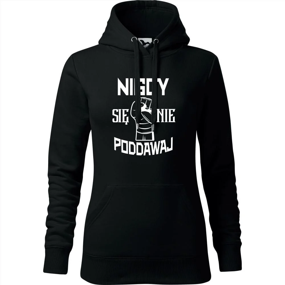 Damska Bluza Z Kapturem - Nigdy Się Nie Poddawaj Czarny Xs