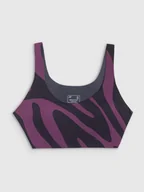 Bielizna sportowa damska - Damski biustonosz treningowy do jogi 4F 4FWSS25USBAF165 - fioletowy - miniaturka - grafika 1