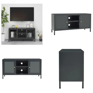 vidaXL szafka pod TV antracyt 105x35x52 cm stal i szkło - szafka pod TV - szafki pod TV - stojak pod TV - stojak pod TV - Szafki RTV vidaXL szafka pod TV antracyt 105x35x52 cm stal i szkło - szafka pod TV - szafki pod TV - stojak pod TV - stojak pod TV - Szafki RTV - miniaturka - grafika 1