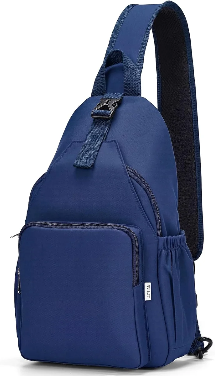 TORBA NA RAMIĘ MĘSKO DAMSKA MAŁY PLECAK PIERSIOWY SLING NIEBIESKI