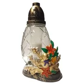 Lampiony i znicze - Znicz szklany Kurczak 28 cm złoty - miniaturka - grafika 1