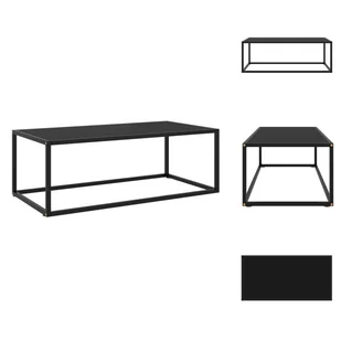 vidaXL Stolik kawowy czarny z czarnym szkłem 100x50x35 cm - Stoliki kawowe - Ławy i stoliki kawowe - miniaturka - grafika 1