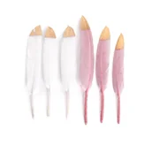 Dekoracje domu - Piórka Dekoracyjne, Białe I Różowe Ze Złotem 6 Szt. - miniaturka - grafika 1