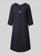 Sukienki - Sukienka lniana z kołnierzem z lamówką - miniaturka - grafika 1