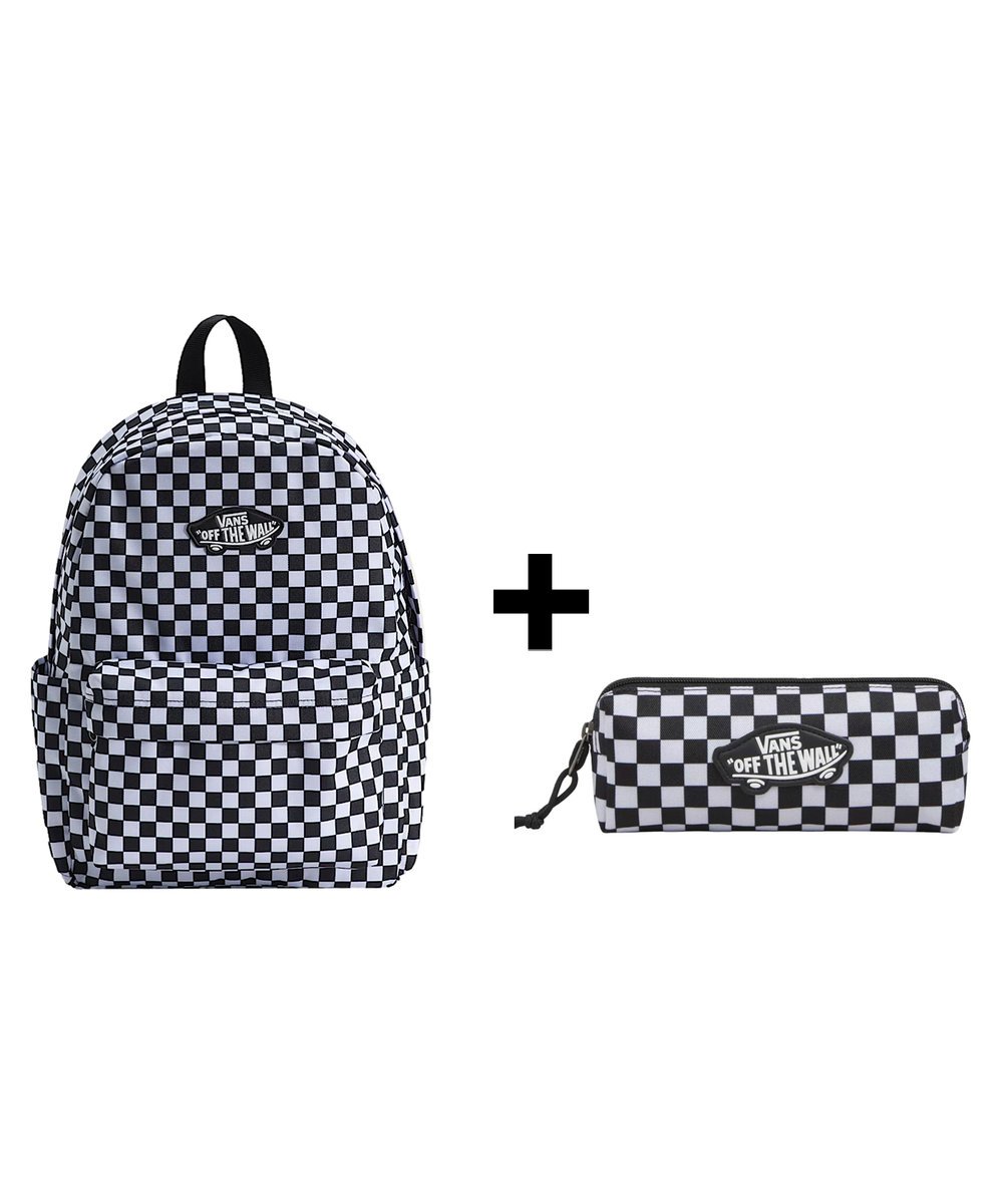 Zestaw Vans - Plecak dziecięcy OLD SKOOL GROM CHECK VN000J3KY28 + Piórnik OLD SKOOL PENCIL POUCH VN000H58Y28 Black/White Checkboard ONE SIZE