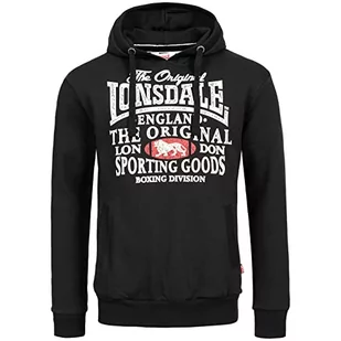 Lonsdale Męska bluza z kapturem Exminster, czarny/ecru/czerwony, XXL - Bluzy męskie - miniaturka - grafika 1