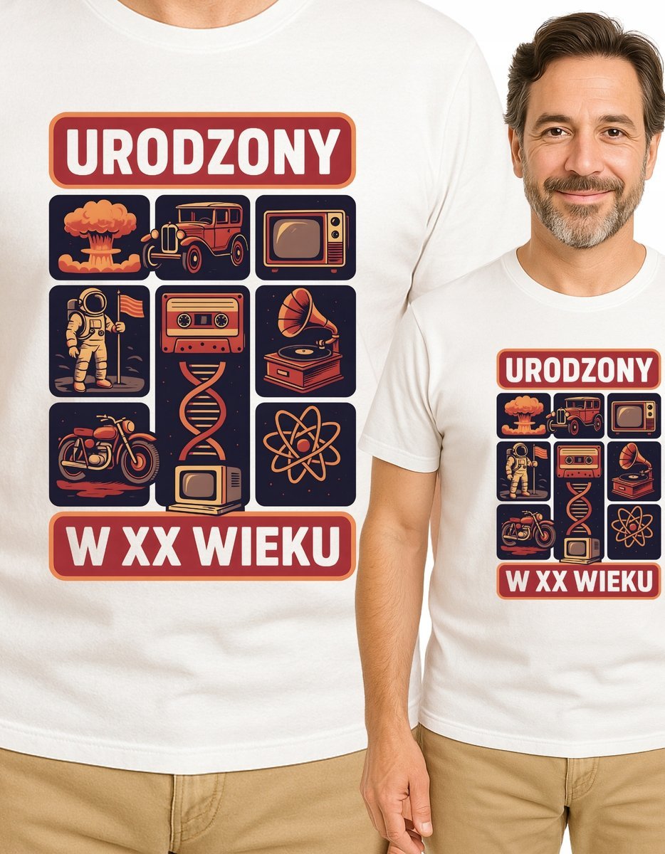 Prezent urodzinowy Koszulka Klasyk 50 urodziny 60tka 40 lat Biała R-S A1050