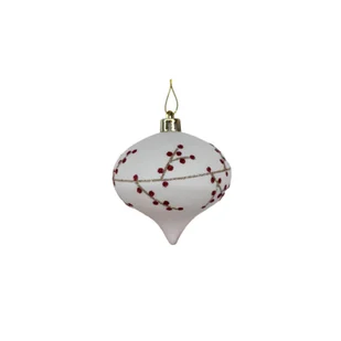 Bombka plastikowa dekorowana brokatem gałązki 8 cm biało-czerwony - Bombki - miniaturka - grafika 1