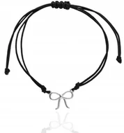 Bransoletki - Bransoletka sznurkowa z kokardką kokardka kolory srebro 925 - miniaturka - grafika 1