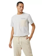 Koszulki męskie - Koton Koszulka męska z wytłoczonym loganem, kieszonkowa, z okrągłym dekoltem, szary (044), L - miniaturka - grafika 1