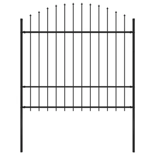 Panel ogrodzeniowy z grotami (1,5-1,75) x 1,7 m, stal, czarny - Ogrodzenia - miniaturka - grafika 3