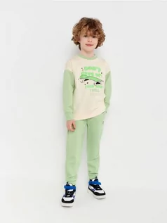 Spodnie i spodenki dla chłopców - Sinsay - Spodnie dresowe jogger - zielony - grafika 1