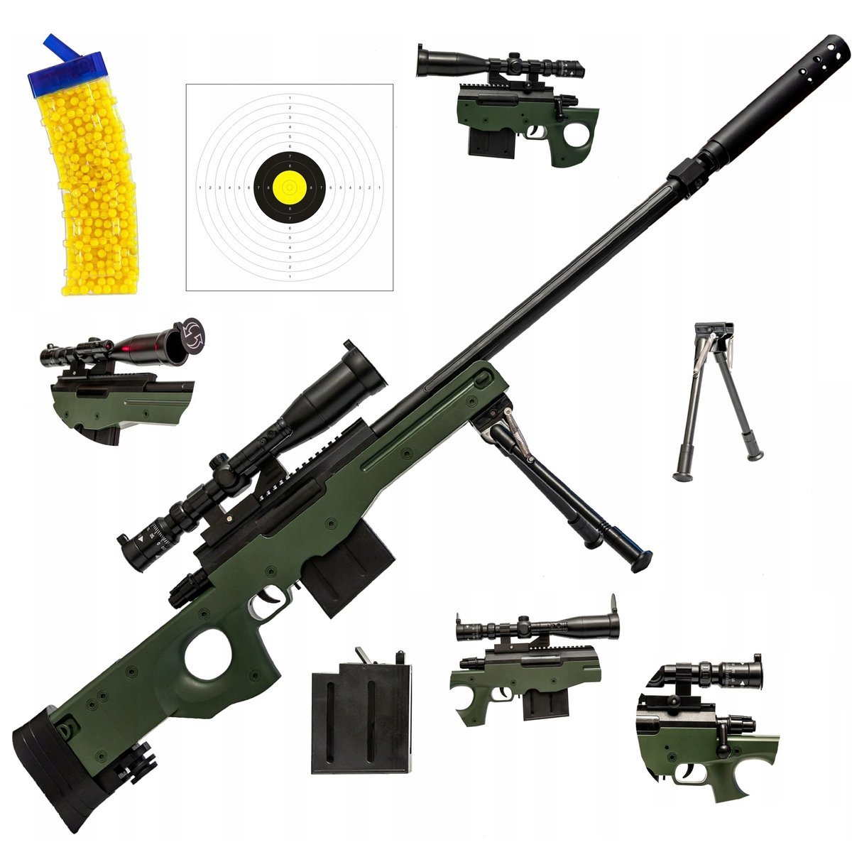 Karabin Snajperski Pistolet Na Kulki + Y 3 Tarcze I Kulki Bezpieczny