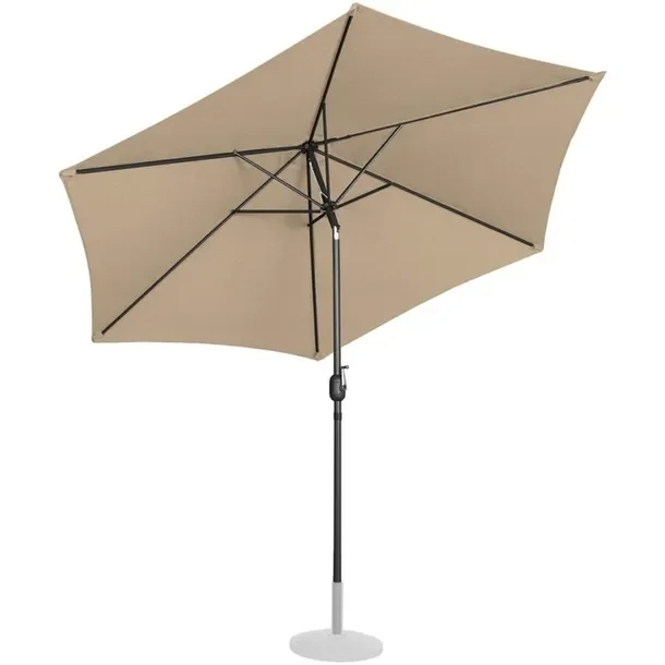 Duży Parasol Ogrodowy Uchylny Z Korbką Szarobrązowy Porządny Śr. 300 Cm