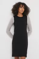 Sukienki - Calvin Klein sukienka z domieszką wełny kolor czarny mini prosta - miniaturka - grafika 1