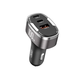 XO ładowarka samochodowa CC61 PD QC 3.0 100W 1x USB1x USB-C 1x Lightning szara - Ładowarki samochodowe - miniaturka - grafika 1