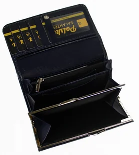 Wygodny Portfel Damski MARCO (PL) 16 cm Klamra Skóra Naturalna NIEBIESKI LAKIEROWANY PD-09 - Portfele - miniaturka - grafika 7