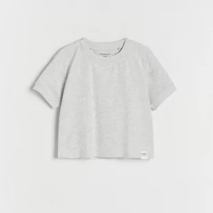 Reserved - T-shirt z naszywką - Jasny szary - Koszulki dla dziewczynek - miniaturka - grafika 1
