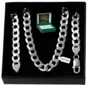 Łańcuszki - Gruby Męski Łańcuszek Srebrny Do Zawieszek Pr. 925 Szeroki Gratis Dla Niego - miniaturka - grafika 1