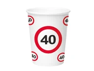 Dekoracje i nakrycia stołu na imprezę - Kubeczki Znak zakazu 40tka - 250 ml - 8 szt. - miniaturka - grafika 1