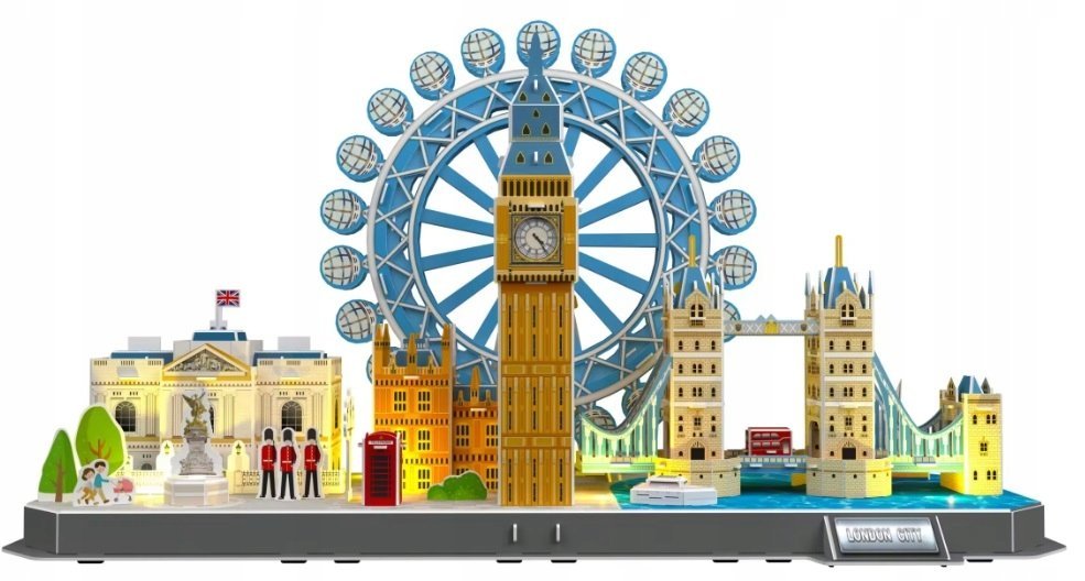 2 x PUZZLE 3D MIASTO LONDYN PANORAMA LONDON BIG BEN ŚWIATŁO LED 106 ELEMENT