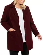 Płaszcze damskie - Ulla Popken Damski, wełniany płaszcz, z długim rękawem, czerwony (jagodowy 83), 42 - miniaturka - grafika 1