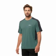 Koszulki męskie - Męska koszulka szybkoschnąca Jack Wolfskin NARROWS T M jade green - XXL - miniaturka - grafika 1