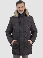 Kurtki męskie - MĘSKA KURTKA OCIEPLANA TYPU PARKA Z KAPTUREM - miniaturka - grafika 1