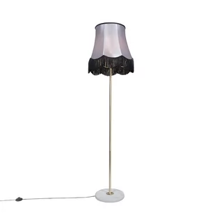 QAZQA Lampa podłogowa retro mosiądz klosz szaro-czarny Granny 45cm - Kaso - Lampy stojące - miniaturka - grafika 1