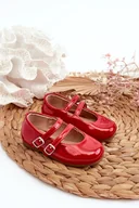 Baleriny - Dziecięce Balerinki Lakierowane Z Paseczkami Czerwone Margenis - Zazoo - miniaturka - grafika 1