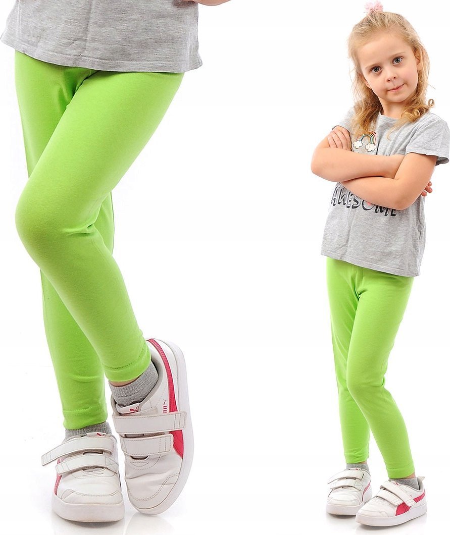 Legginsy dziecięce długie bawełniane klasyczne Limonkowe 104