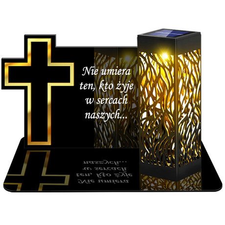 ZNICZ SOLARNY LED WIECZNY PODSTAWKA NA CMENTARZ GRÓB lampka Krzyż 3D