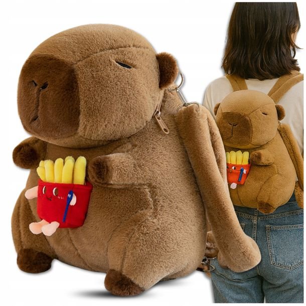 Plecak dla dziewczynki chłopca przedszkolaka Kapibara plusz pojemny brązowy