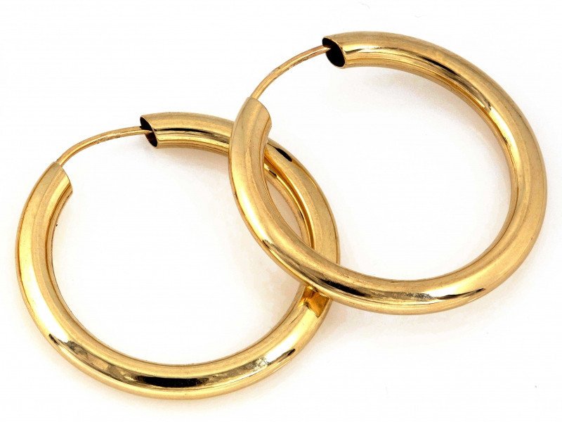 Klasyczne złote kolczyki 585 koła z szarnirem średnica 22mm żółte błyszczące 14k s