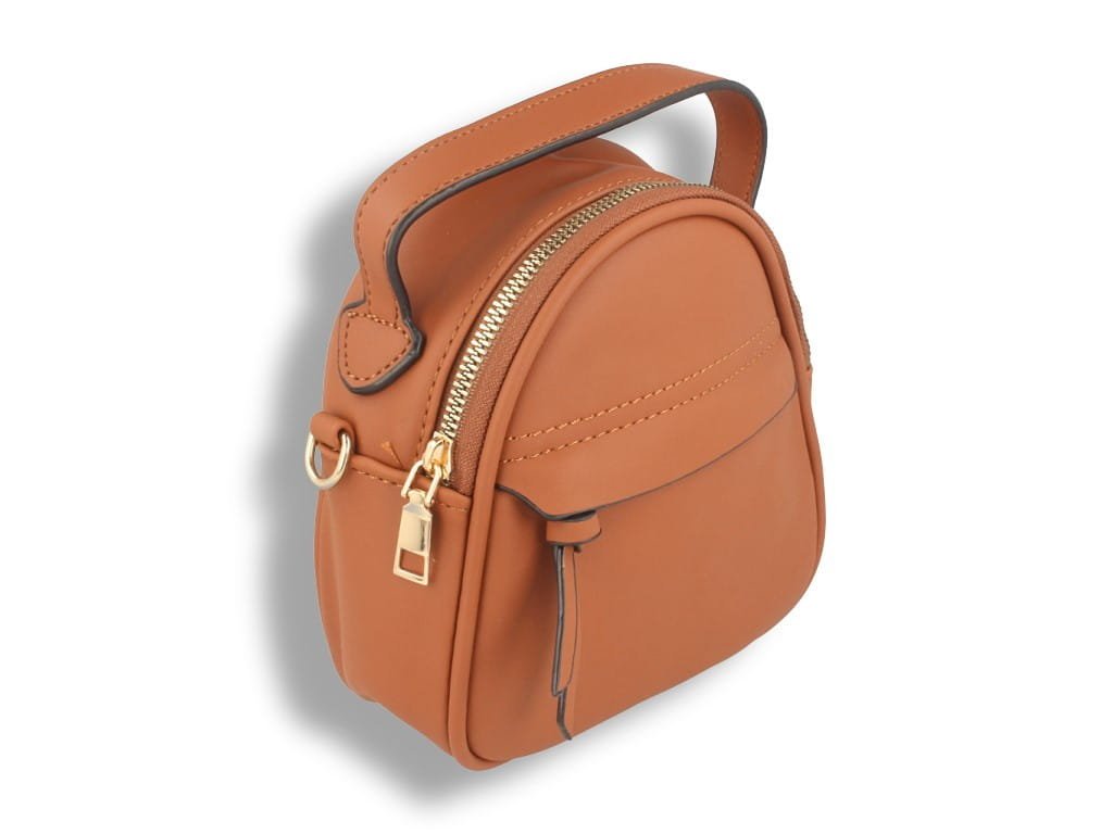 Torebka damska mała ciemno-brązowa z paskiem