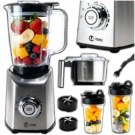 Blendery kielichowe - BLENDER KIELICHOWY DUŻY SMOOTHIE 4w1 + MŁYNEK + 2 BIDONY + stal INOX ISAJ BL2 - miniaturka - grafika 1