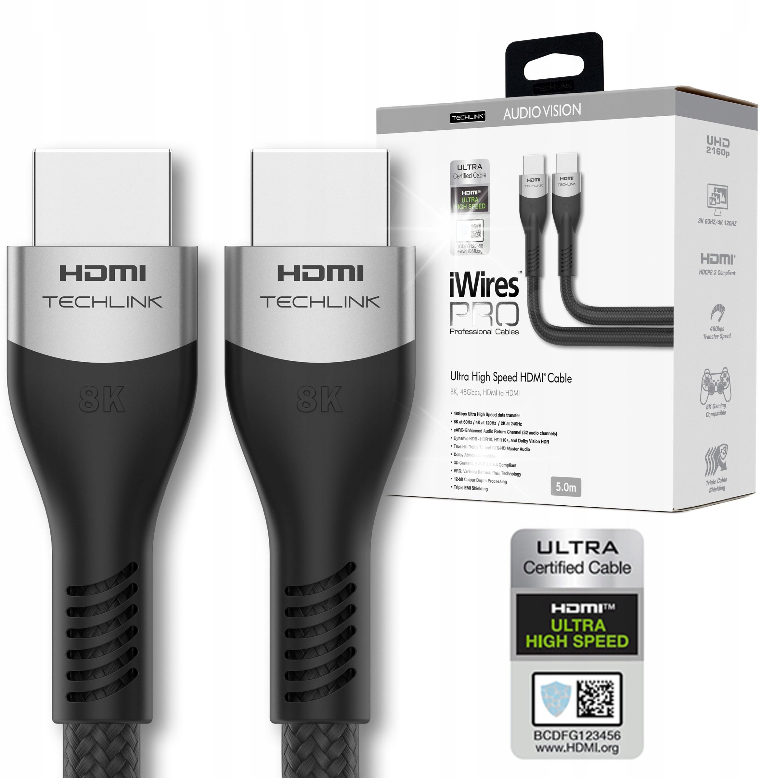 Kabel Techlink Kabel Przewód Techlink iWires Pro HDMI - HDMI 8K 5 metrów Czarny