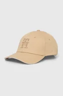 Czapki damskie - Tommy Hilfiger czapka z daszkiem bawełniana kolor beżowy z aplikacją - miniaturka - grafika 1