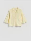 Swetry damskie - Reserved - Kardigan z dodatkiem wełny z alpaki - jasnożółty - miniaturka - grafika 1