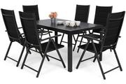 Meble ogrodowe - Meble ogrodowe aluminiowe Ibiza 150 cm Black / Black 6+1 - miniaturka - grafika 1