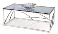 Ławy i stoliki kawowe - Szklana ława w stylu glamour ELIOR Cristal 2X, srebrna, 45x60x120 cm - miniaturka - grafika 1