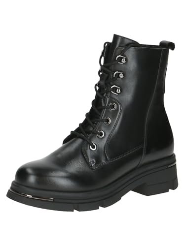 CAPRICE Damskie sztyblety Lace Boot Heel 9-25218-43, Czarna papka, 37 EU