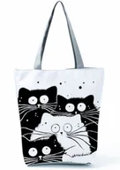 Torebki damskie - TORBA DAMSKA NA RAMIĘ DUŻA NA ZAMEK Z KOTKIEM - miniaturka - grafika 1