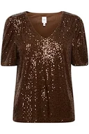 Koszulki i topy damskie - ICHI IHFAUCI SS2 T-shirt damski, 190915/Coffee Bean, M - miniaturka - grafika 1
