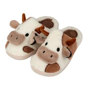 Kapcie damskie - KAPCIE damskie Ciepłe PLUSZOWE CIAPY OCIEPLANE KROWA KRÓWKA r. 35-36 - miniaturka - grafika 1