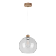 Lampy sufitowe - Britop LAMPA wisząca LAGUNA 18720174 skandynawska OPRAWA szklana kula zwis przezroczysty drewno - miniaturka - grafika 1