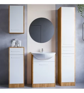 Meble do łazienki z lustrem SLIDO dąb artisan / biały - Szafki łazienkowe - miniaturka - grafika 1