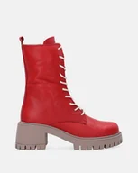 Botki damskie - CZERWONE WORKERY ZE SKÓRY NATURALNEJ D23KB-1330 RED - Venezia - miniaturka - grafika 1