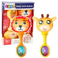 Piłki dla dzieci - Zestaw Grzechotki Z Miękką Piłeczką Wzorki Żyrafa Lew 2szt LEAN Toys - miniaturka - grafika 1
