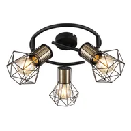 Lampy sufitowe - Globo Priska 54017-3M spirala plafon lampa sufitowa spot 3x40W E27 czarny/złoty - miniaturka - grafika 1